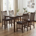 Rubber Wood Dining Chairs Side Chairs Set of 4 with Slat Back-Brown - Brown - Dining Chairs