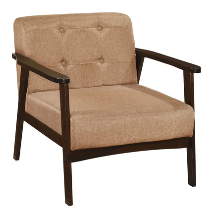 Rubber Wood Frame Accent Chair with Armrest for Living Room-Beige - Beige - Accent Chairs