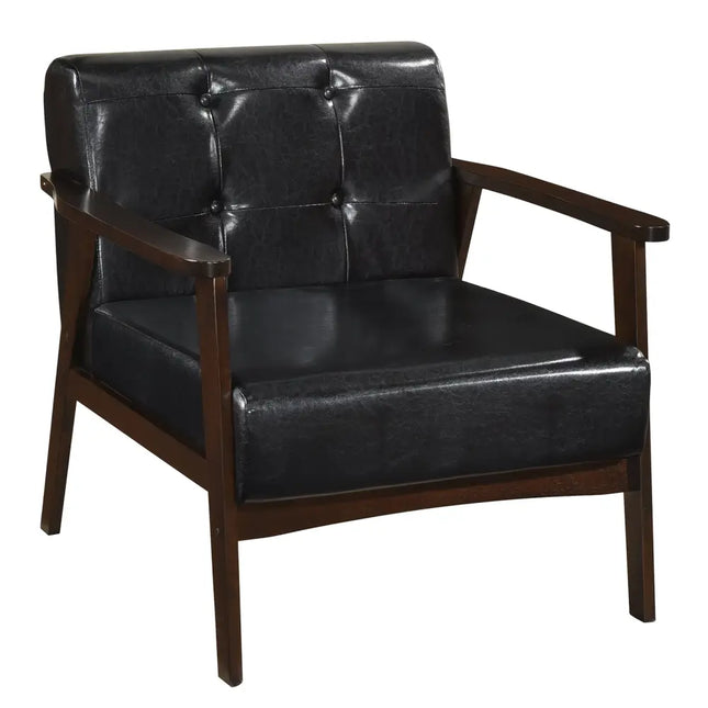 Rubber Wood Frame Accent Chair with Armrest for Living Room-Black - Black - Accent Chairs