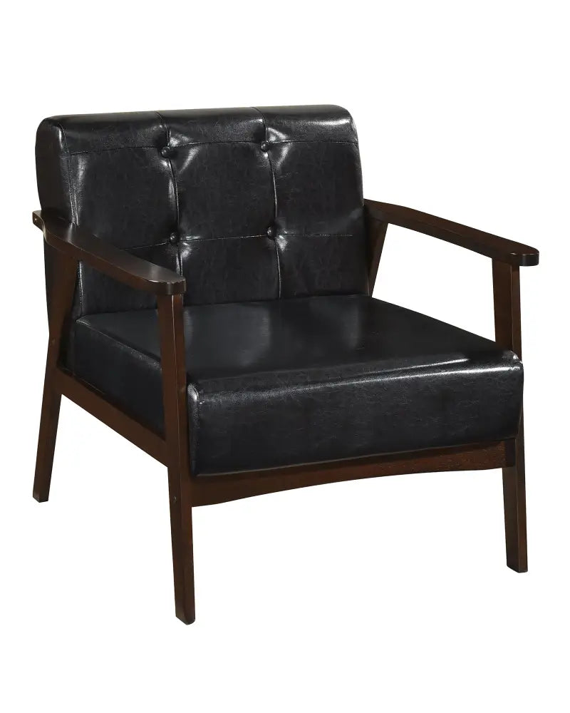 Rubber Wood Frame Accent Chair with Armrest for Living Room-Black - Black - Accent Chairs