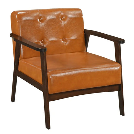 Rubber Wood Frame Accent Chair with Armrest for Living Room-Walnut - Walnut - Accent Chairs