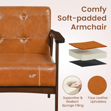 Rubber Wood Frame Accent Chair with Armrest for Living Room-Walnut - Walnut - Accent Chairs