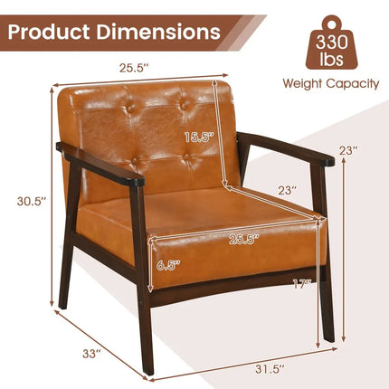 Rubber Wood Frame Accent Chair with Armrest for Living Room-Walnut - Walnut - Accent Chairs
