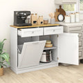 Rubber Wood Kitchen Trash Cabinet with Single Trash Can Holder and Adjustable Shelf-White - White - Sideboards Cabinets