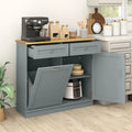 Rubber Wood Kitchen Trash Cabinet with Single Trash Can Holder and Adjustable Shelf-Gray - Gray - Sideboards Cabinets &