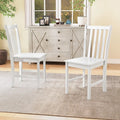 Rustic Dining Chairs Set of 2 Wooden Kitchen Chairs with Slat Tilt Backrest-White - White - Dining Chairs