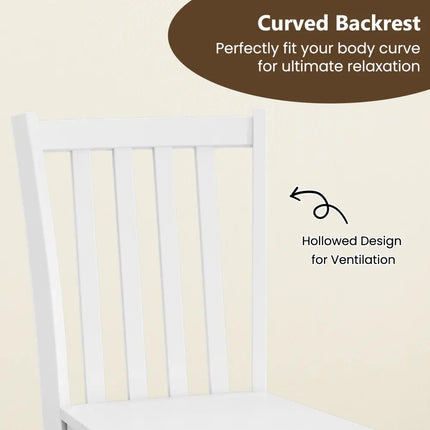 Rustic Dining Chairs Set of 2 Wooden Kitchen Chairs with Slat Tilt Backrest-White - White - Dining Chairs
