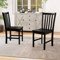 Rustic Dining Chairs Set of 2 Wooden Kitchen Chairs with Slat Tilt Backrest-black - Black - Dining Chairs