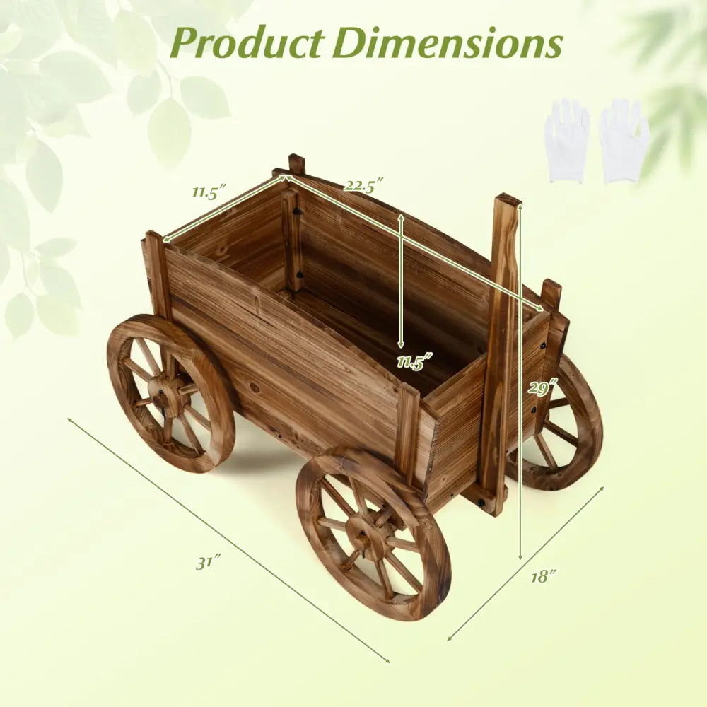 Rustic Rolling Flower Pot Stand with Wheels and Handle-Coffee - Coffee - Raised Garden Beds