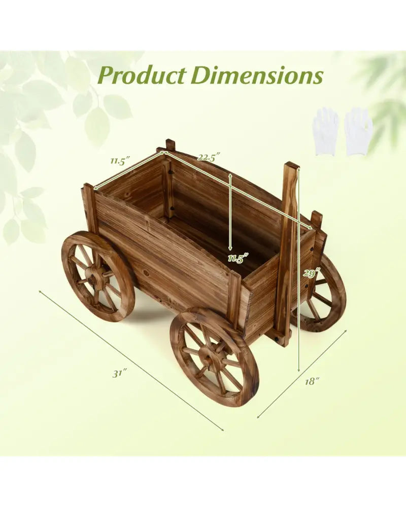 Rustic Rolling Flower Pot Stand with Wheels and Handle-Coffee - Coffee - Raised Garden Beds
