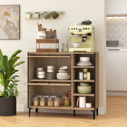 Rustic Shoe Cabinet with Flip-up See-through Doors and Adjustable Shelves-Oak - Oak - Shoe Racks & Storage Benches