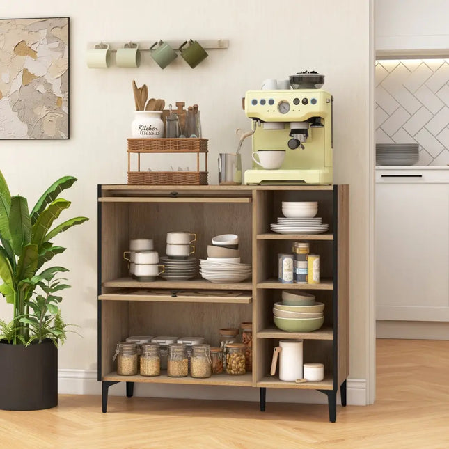 Rustic Shoe Cabinet with Flip-up See-through Doors and Adjustable Shelves-Oak - Oak - Shoe Racks & Storage Benches