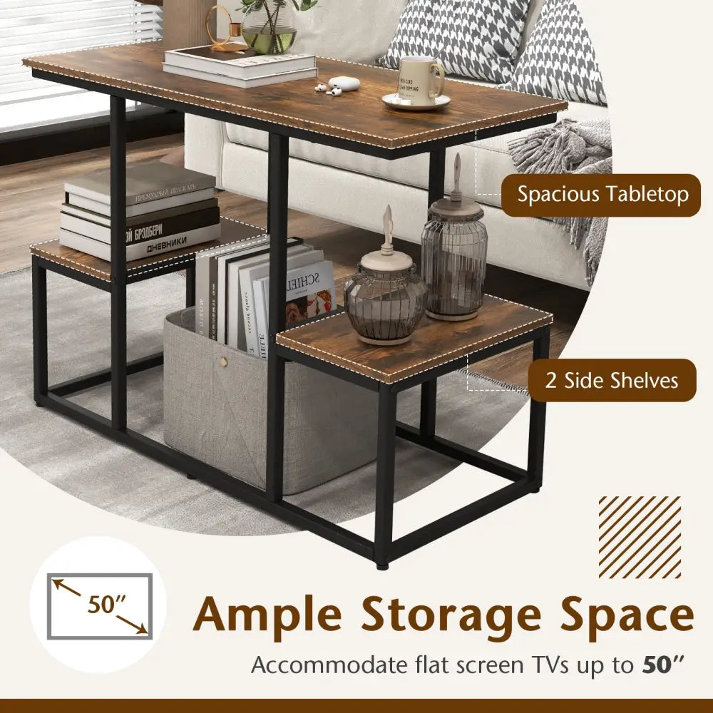 Rustic TV Console Table for 50 Inches TVs-Rustic Brown - Rustic Brown - Entertainment Centers & TV Stands