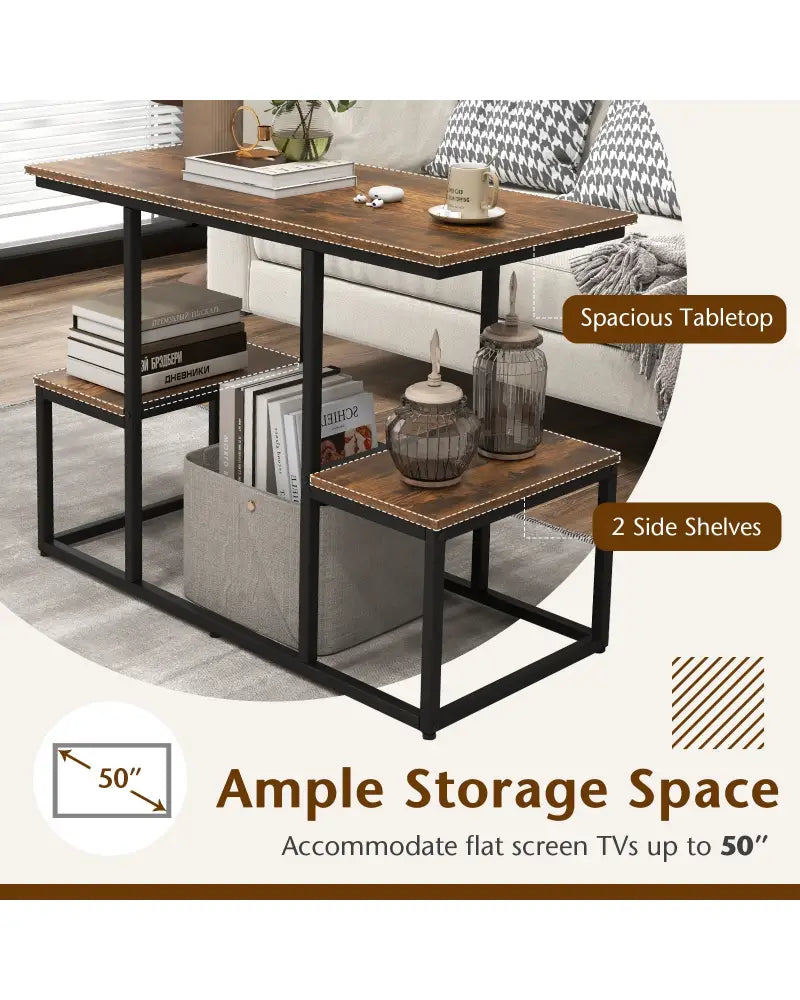 Rustic TV Console Table for 50 Inches TVs-Rustic Brown - Rustic Brown - Entertainment Centers & TV Stands