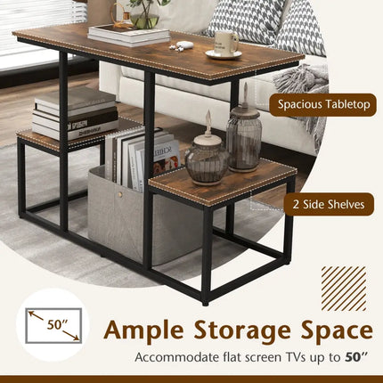 Rustic TV Console Table for 50 Inches TVs-Rustic Brown - Rustic Brown - Entertainment Centers & TV Stands