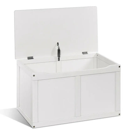 Safety Hinge Wooden Chest Organizer Toy Storage Box-White - White - Kids Storage