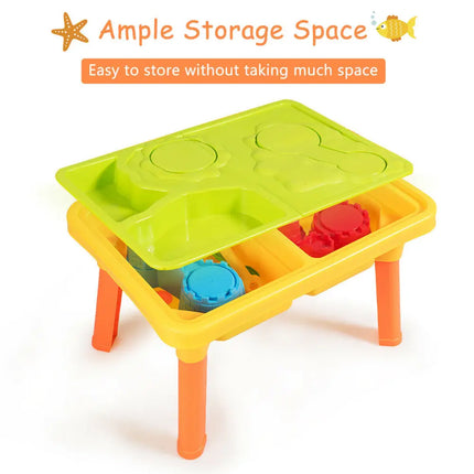 Sand and Water Play Table for Kids with Sand Castle Molds - Sandboxes