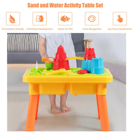 Sand and Water Play Table for Kids with Sand Castle Molds - Sandboxes