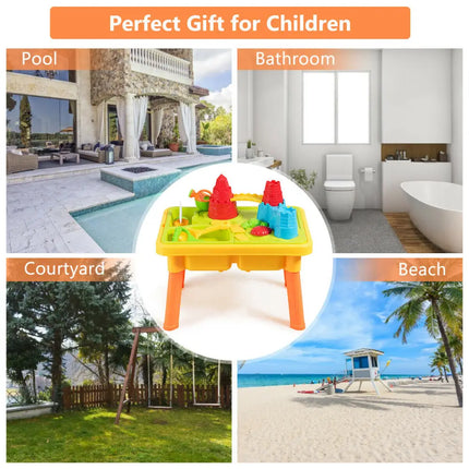 Sand and Water Play Table for Kids with Sand Castle Molds - Sandboxes