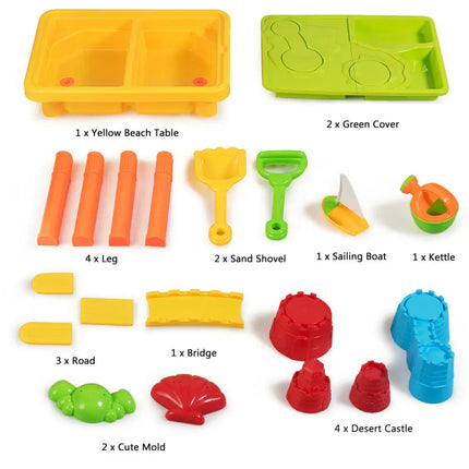 Sand and Water Play Table for Kids with Sand Castle Molds - Sandboxes