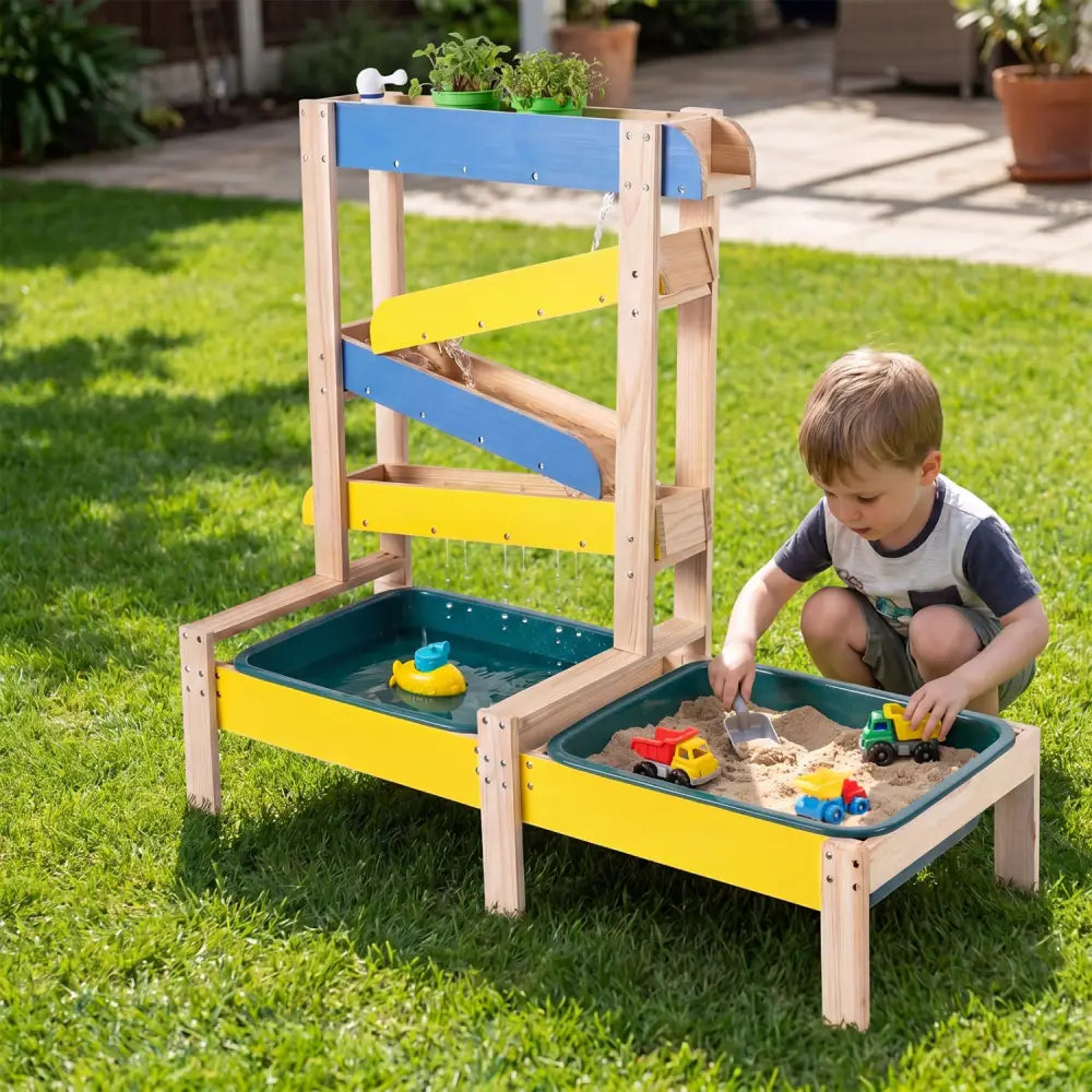 Sand and Water Table for Toddlers with 2 Water Basins-Multicolor - Multicolor - Play Kitchen Sets
