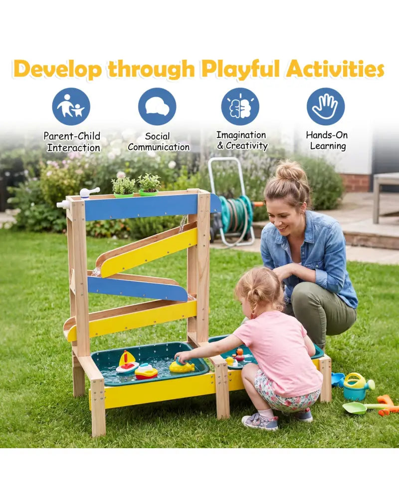 Sand and Water Table for Toddlers with 2 Water Basins-Multicolor - Multicolor - Play Kitchen Sets
