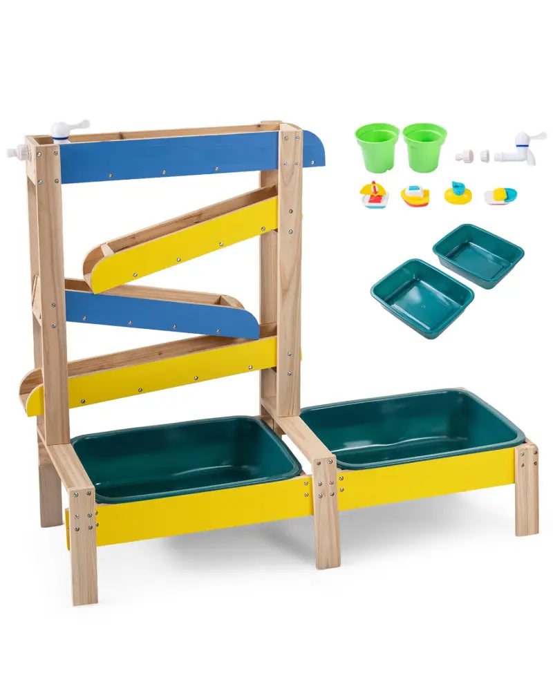 Sand and Water Table for Toddlers with 2 Water Basins-Multicolor - Multicolor - Play Kitchen Sets
