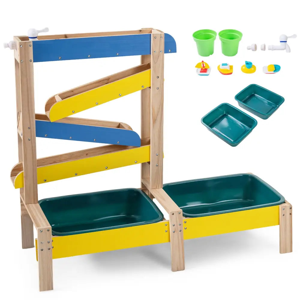 Sand and Water Table for Toddlers with 2 Water Basins-Multicolor - Multicolor - Play Kitchen Sets