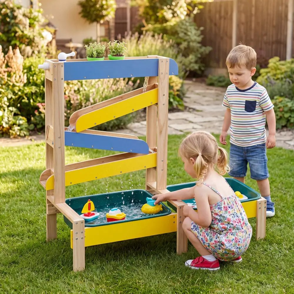 Sand and Water Table for Toddlers with 2 Water Basins-Multicolor - Multicolor - Play Kitchen Sets