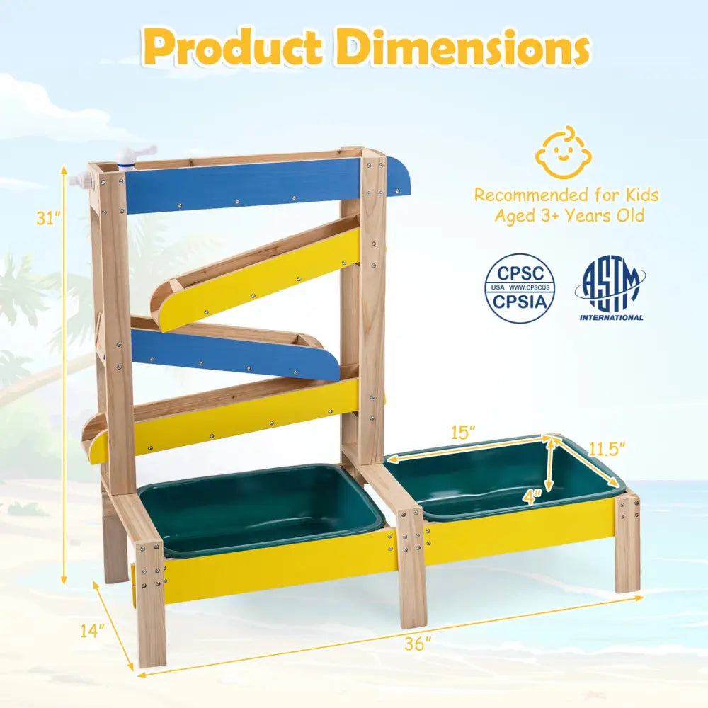 Sand and Water Table for Toddlers with 2 Water Basins-Multicolor - Multicolor - Play Kitchen Sets