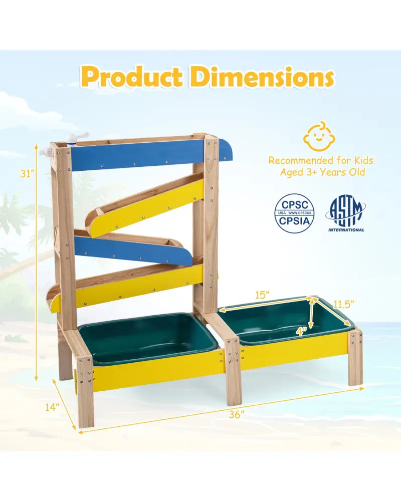 Sand and Water Table for Toddlers with 2 Water Basins-Multicolor - Multicolor - Play Kitchen Sets