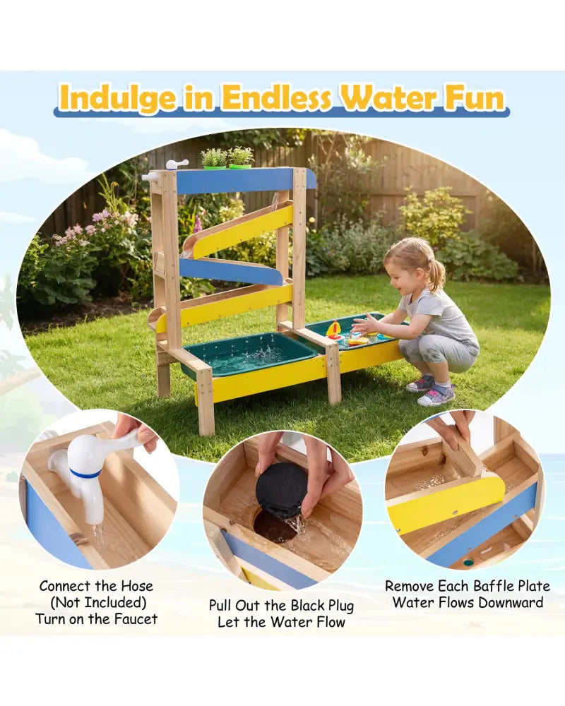 Sand and Water Table for Toddlers with 2 Water Basins-Multicolor - Multicolor - Play Kitchen Sets