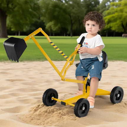 Sand Digger for Kids Sandbox Toy Digger with 2-Handed Controls and Flexible Shovel-Yellow - Yellow - Sandboxes