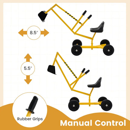 Sand Digger for Kids Sandbox Toy Digger with 2-Handed Controls and Flexible Shovel-Yellow - Yellow - Sandboxes