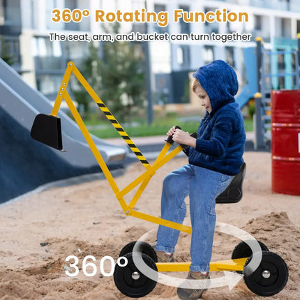 Sand Digger for Kids Sandbox Toy Digger with 2-Handed Controls and Flexible Shovel-Yellow - Yellow - Sandboxes