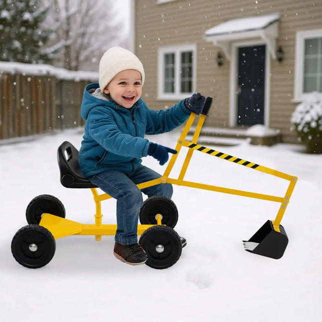 Sand Digger for Kids Sandbox Toy Digger with 2-Handed Controls and Flexible Shovel-Yellow - Yellow - Sandboxes