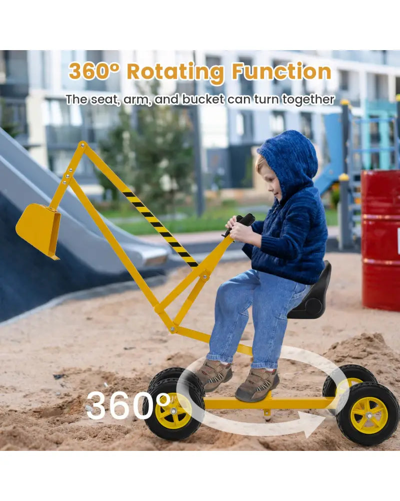 Sand Digger for Kids with 2-Handed Controls and Flexible Shovel-Yellow - Yellow - Sandboxes