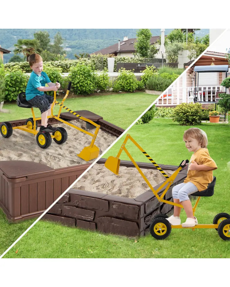 Sand Digger for Kids with 2-Handed Controls and Flexible Shovel-Yellow - Yellow - Sandboxes