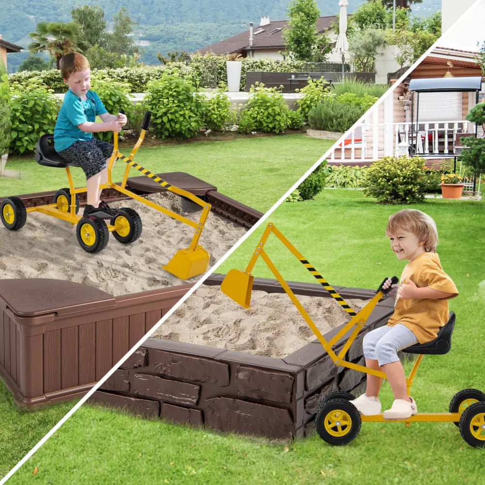 Sand Digger for Kids with 2-Handed Controls and Flexible Shovel-Yellow - Yellow - Sandboxes