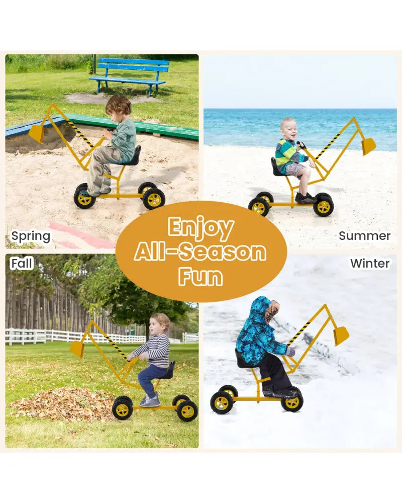 Sand Digger for Kids with 2-Handed Controls and Flexible Shovel-Yellow - Yellow - Sandboxes