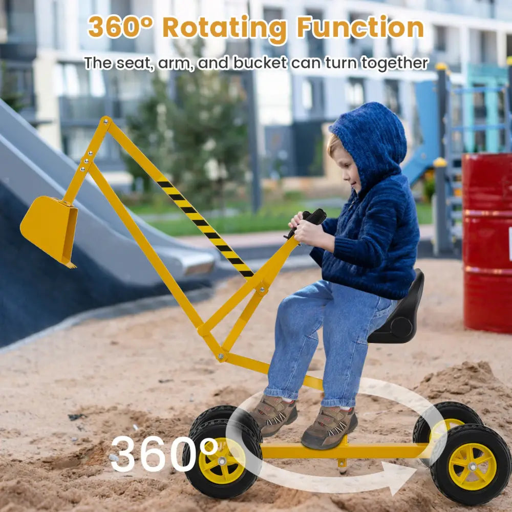 Sand Digger for Kids with 2-Handed Controls and Flexible Shovel-Yellow - Yellow - Sandboxes