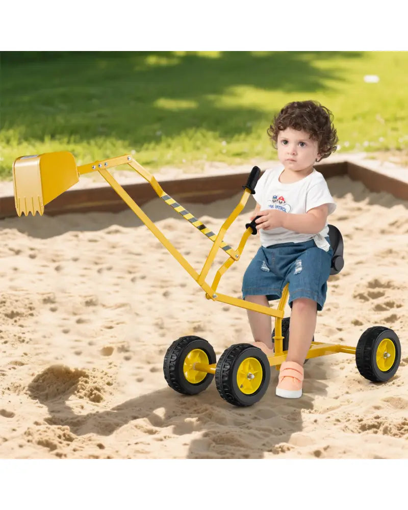 Sand Digger for Kids with 2-Handed Controls and Flexible Shovel-Yellow - Yellow - Sandboxes