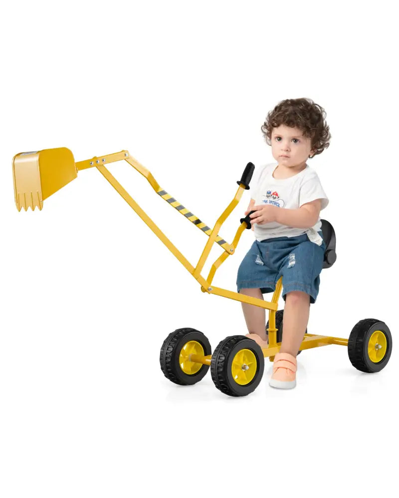 Sand Digger for Kids with 2-Handed Controls and Flexible Shovel-Yellow - Yellow - Sandboxes
