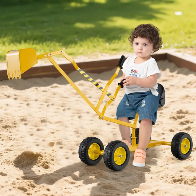 Sand Digger for Kids with 2-Handed Controls and Flexible Shovel-Yellow - Yellow - Sandboxes