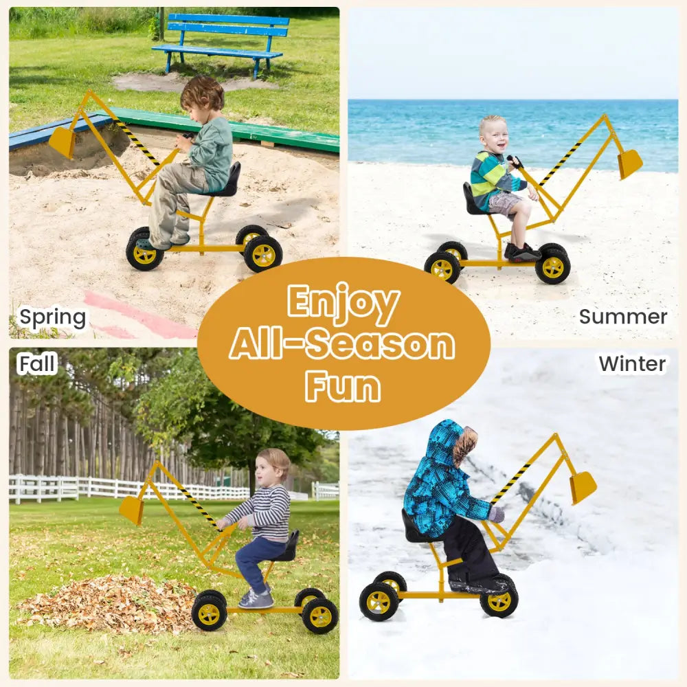 Sand Digger for Kids with 2-Handed Controls and Flexible Shovel-Yellow - Yellow - Sandboxes