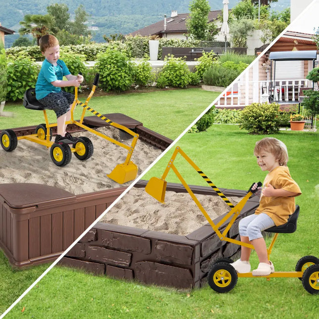 Sand Digger for Kids with 2-Handed Controls and Flexible Shovel-Yellow - Yellow - Sandboxes