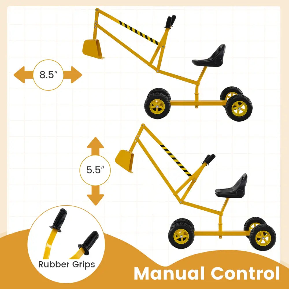 Sand Digger for Kids with 2-Handed Controls and Flexible Shovel-Yellow - Yellow - Sandboxes