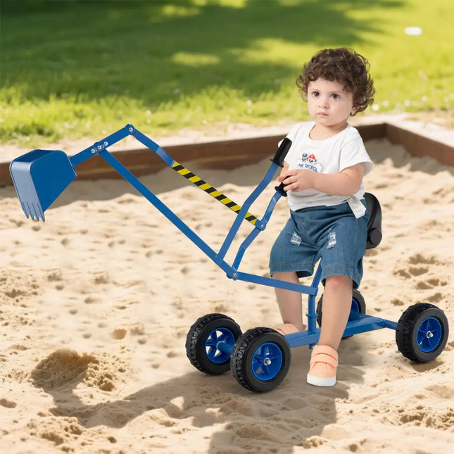 Sand Digger for Kids with 2-Handed Controls and Flexible Shovel-Blue - Blue - Sandboxes