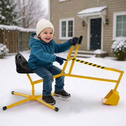 Sand Digger with 2-Handed Controls and Flexible Shovel for 3+ Years Old Kids-Yellow - Yellow - Sandboxes