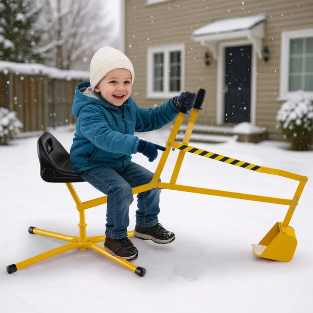 Sand Digger with 2-Handed Controls and Flexible Shovel for 3+ Years Old Kids-Yellow - Yellow - Sandboxes